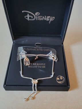 Disney The Nightmare Before Christmas Silver Charm Bracelet - Black/Silver